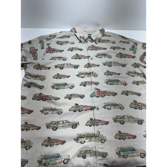 Vtg Woolrich Button Up Men’s Shirt XL Vintage Cars Beachy Summer Dad BBQ - Picture 9 of 9
